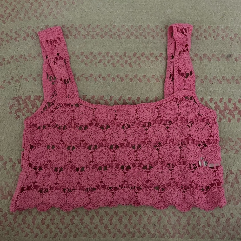 🌸Pink Crochet Top